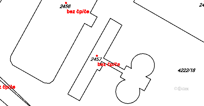 Žatec 40605329 na parcele st. 2457 v KÚ Žatec, Katastrální mapa