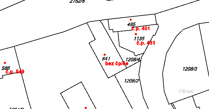 Luby 41861329 na parcele st. 841 v KÚ Luby I, Katastrální mapa
