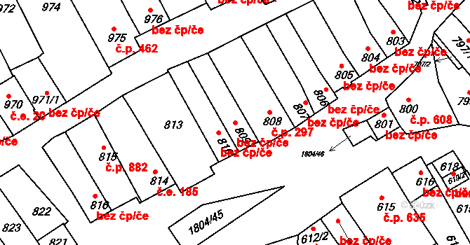 Dolní Bojanovice 43058329 na parcele st. 809 v KÚ Dolní Bojanovice, Katastrální mapa
