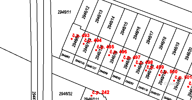 Choceňské Předměstí 495, Vysoké Mýto na parcele st. 2946/126 v KÚ Vysoké Mýto, Katastrální mapa