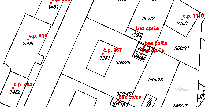 Sušice II 757, Sušice na parcele st. 1231 v KÚ Sušice nad Otavou, Katastrální mapa