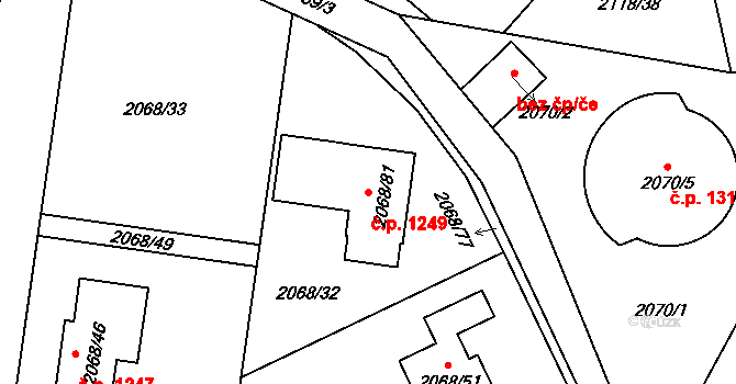 Liberec XIV-Ruprechtice 1249, Liberec na parcele st. 2068/81 v KÚ Ruprechtice, Katastrální mapa
