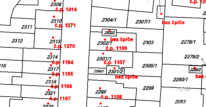 Louny 1107 na parcele st. 2301/1 v KÚ Louny, Katastrální mapa