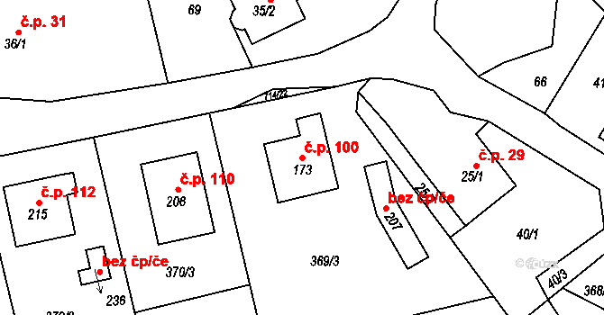 Lipovka 100, Rychnov nad Kněžnou na parcele st. 173 v KÚ Lipovka u Rychnova nad Kněžnou, Katastrální mapa