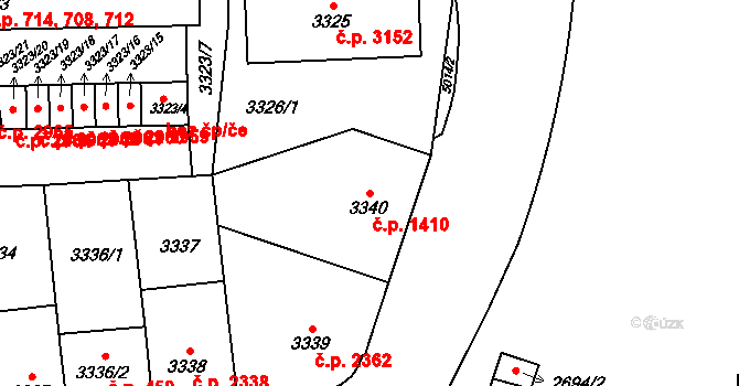 Přerov I-Město 1410, Přerov na parcele st. 3340 v KÚ Přerov, Katastrální mapa