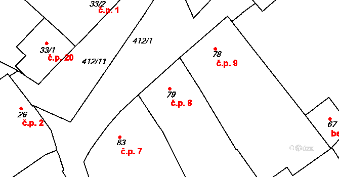 Přerov IX-Lýsky 8, Přerov na parcele st. 79 v KÚ Lýsky, Katastrální mapa
