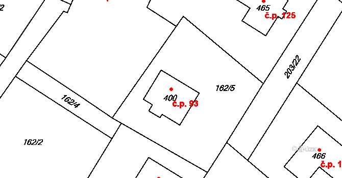 Horka II 93 na parcele st. 400 v KÚ Horka nad Sázavou, Katastrální mapa