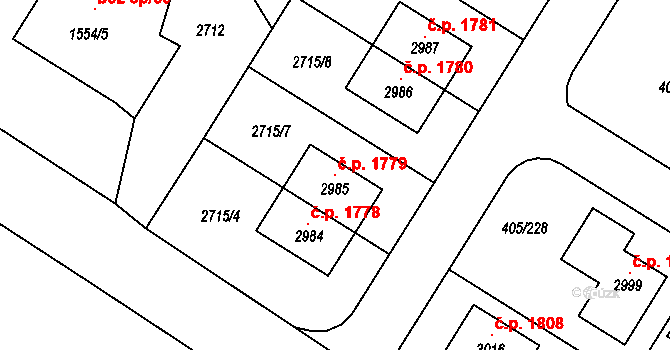 Kateřinky 1779, Opava na parcele st. 2985 v KÚ Kateřinky u Opavy, Katastrální mapa