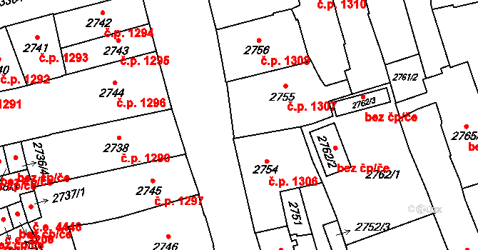 Jihlava 1307 na parcele st. 2755 v KÚ Jihlava, Katastrální mapa