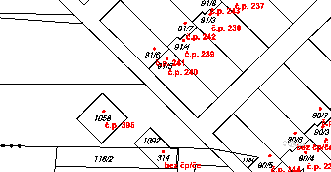 Brandýsek 240 na parcele st. 91/5 v KÚ Brandýsek, Katastrální mapa
