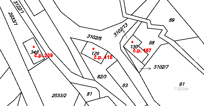 Heřmanice v Podještědí 115, Jablonné v Podještědí na parcele st. 129 v KÚ Heřmanice v Podještědí, Katastrální mapa