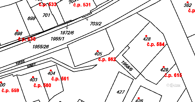 Mistřín 562, Svatobořice-Mistřín na parcele st. 405 v KÚ Mistřín, Katastrální mapa