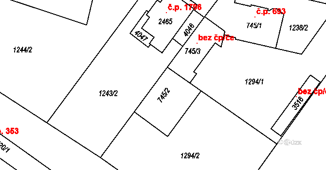 Brandýs nad Labem 2106, Brandýs nad Labem-Stará Boleslav na parcele st. 745/2 v KÚ Brandýs nad Labem, Katastrální mapa