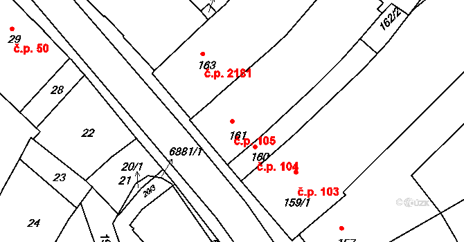 Boskovice 105 na parcele st. 161 v KÚ Boskovice, Katastrální mapa