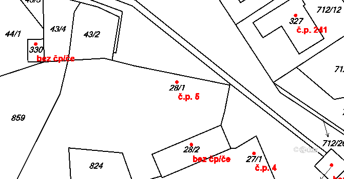 Drozdov 5 na parcele st. 28/1 v KÚ Drozdov v Čechách, Katastrální mapa