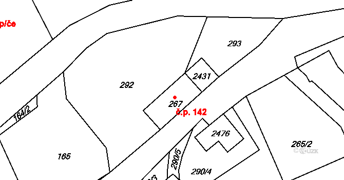 Lindava 142, Cvikov na parcele st. 267 v KÚ Lindava, Katastrální mapa