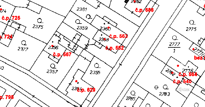 Poděbrady III 562, Poděbrady na parcele st. 2358 v KÚ Poděbrady, Katastrální mapa