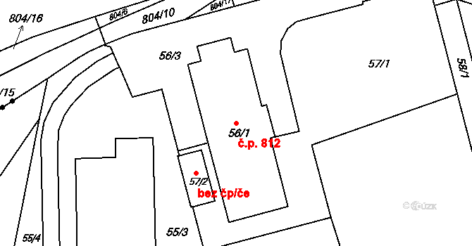 Černá Pole 812, Brno na parcele st. 56/1 v KÚ Černá Pole, Katastrální mapa