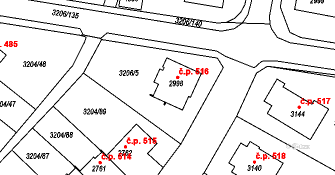 Klatovy IV 516, Klatovy na parcele st. 2998 v KÚ Klatovy, Katastrální mapa