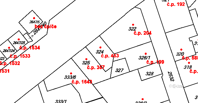 Radotín 463, Praha na parcele st. 324 v KÚ Radotín, Katastrální mapa