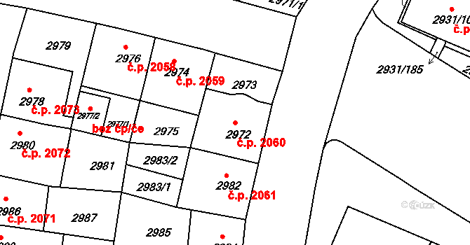 Žižkov 2060, Praha na parcele st. 2972 v KÚ Žižkov, Katastrální mapa
