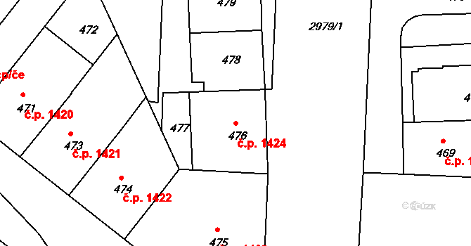 Nusle 1424, Praha na parcele st. 476 v KÚ Nusle, Katastrální mapa