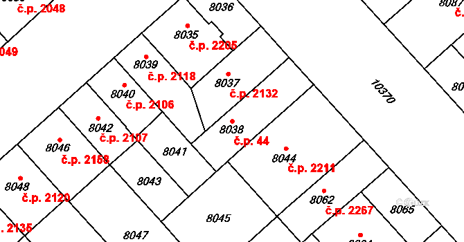 Jižní Předměstí 44, Plzeň na parcele st. 8038 v KÚ Plzeň, Katastrální mapa