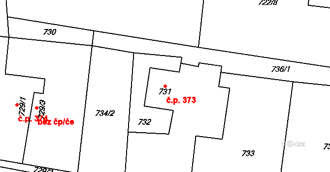 Bludovice 373, Havířov na parcele st. 731 v KÚ Bludovice, Katastrální mapa