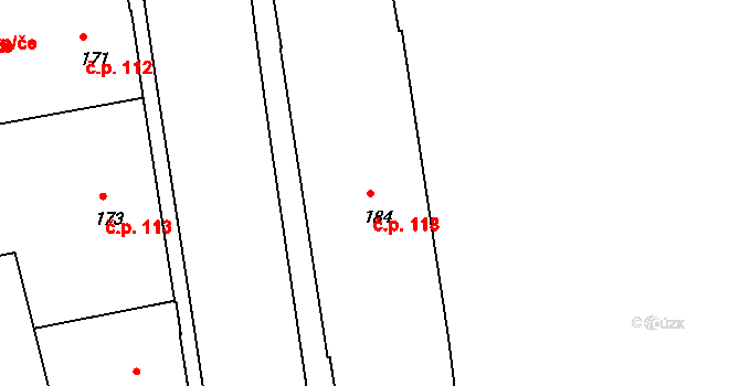 České Budějovice 6 118, České Budějovice na parcele st. 184 v KÚ České Budějovice 6, Katastrální mapa