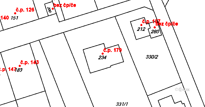 Bystročice 179 na parcele st. 234 v KÚ Bystročice, Katastrální mapa