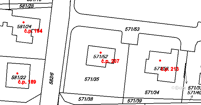 Božtěšice 207, Ústí nad Labem na parcele st. 571/52 v KÚ Božtěšice, Katastrální mapa