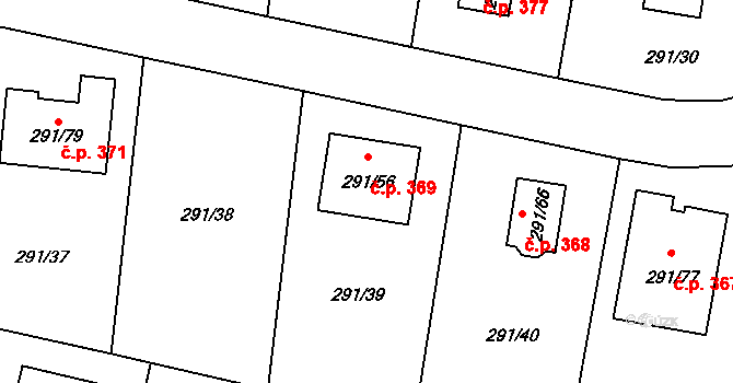 Oldřišov 369 na parcele st. 291/56 v KÚ Oldřišov, Katastrální mapa