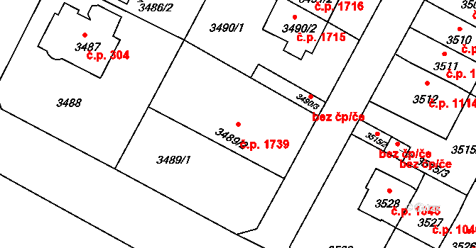 Předměstí 1739, Litoměřice na parcele st. 3489/2 v KÚ Litoměřice, Katastrální mapa