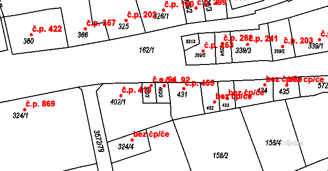 Ostrožské Předměstí 92, Uherský Ostroh na parcele st. 402/3 v KÚ Ostrožské Předměstí, Katastrální mapa