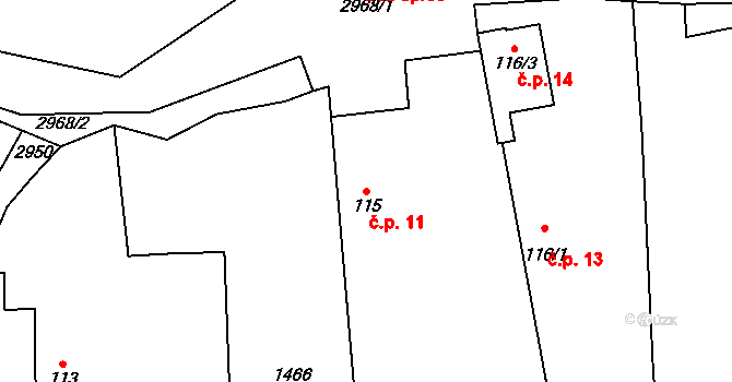 Lhota Bubeneč 11, Křivsoudov na parcele st. 115 v KÚ Křivsoudov, Katastrální mapa