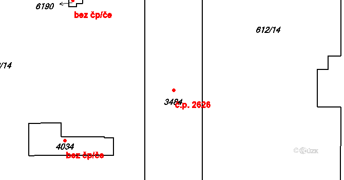 Zábřeh 2626, Ostrava na parcele st. 3484 v KÚ Zábřeh nad Odrou, Katastrální mapa
