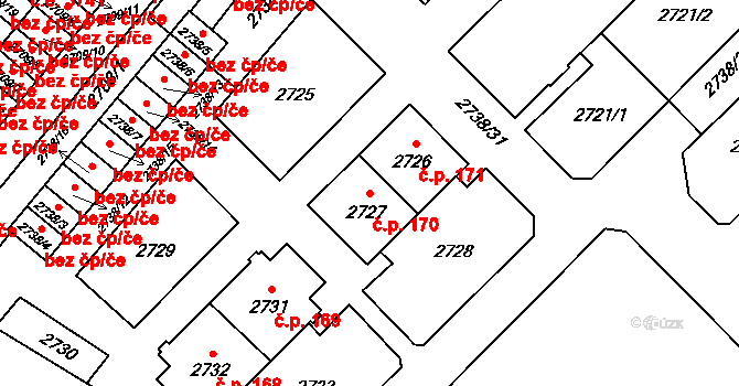 Svinov 170, Ostrava na parcele st. 2727 v KÚ Svinov, Katastrální mapa