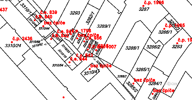 Znojmo 1007 na parcele st. 3289/2 v KÚ Znojmo-město, Katastrální mapa