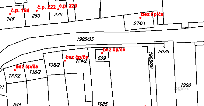 Benešov nad Černou 38415330 na parcele st. 539 v KÚ Benešov nad Černou, Katastrální mapa