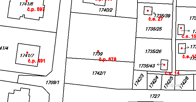 Bludovice 678, Havířov na parcele st. 1739 v KÚ Bludovice, Katastrální mapa