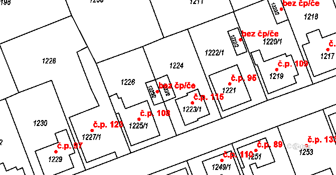 Praha 46880330 na parcele st. 1223/2 v KÚ Zbraslav, Katastrální mapa