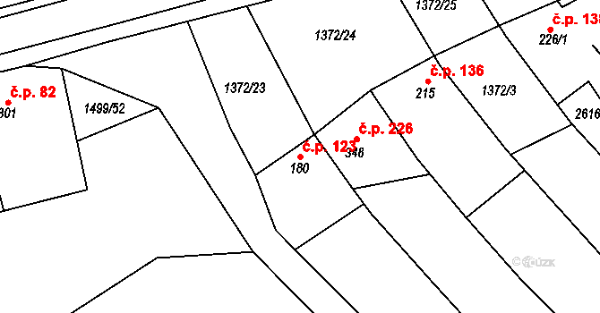 Rudice 123 na parcele st. 180 v KÚ Rudice, Katastrální mapa