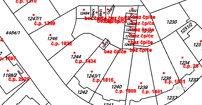 Teplice 49078330 na parcele st. 1243/2 v KÚ Teplice, Katastrální mapa