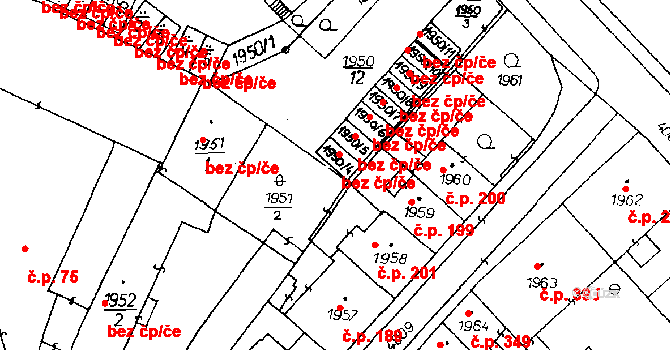 Poděbrady 49188330 na parcele st. 1950/4 v KÚ Poděbrady, Katastrální mapa
