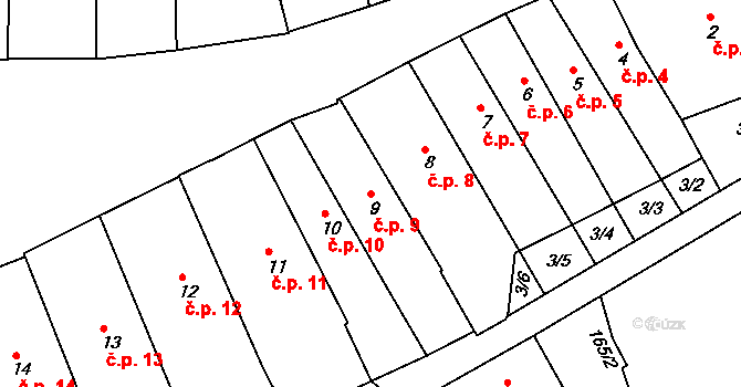 Jaroměř 9 na parcele st. 9 v KÚ Jaroměř, Katastrální mapa