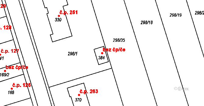 Pravčice 73940330 na parcele st. 384 v KÚ Pravčice, Katastrální mapa