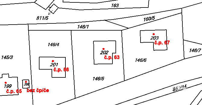 Kociánov 63, Loučná nad Desnou na parcele st. 202 v KÚ Kociánov, Katastrální mapa