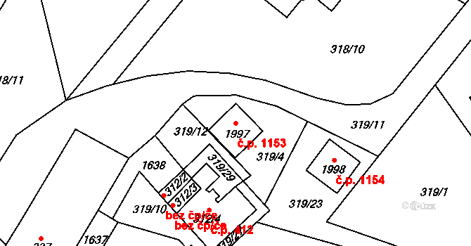 Kostelec nad Labem 1153 na parcele st. 1997 v KÚ Kostelec nad Labem, Katastrální mapa