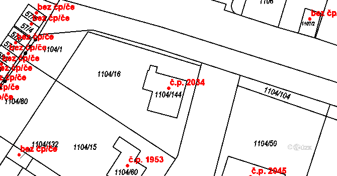 Trnovany 2034, Teplice na parcele st. 1104/144 v KÚ Teplice-Trnovany, Katastrální mapa