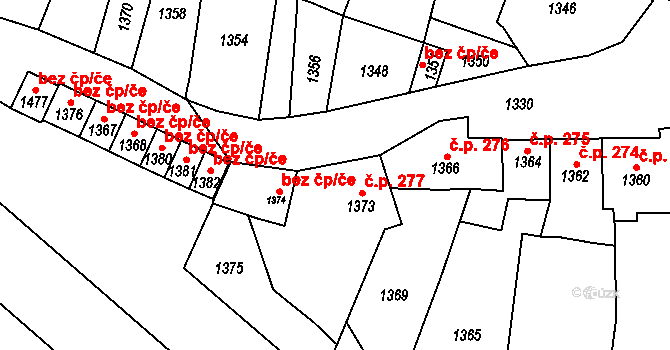 Otaslavice 277 na parcele st. 1373 v KÚ Otaslavice, Katastrální mapa